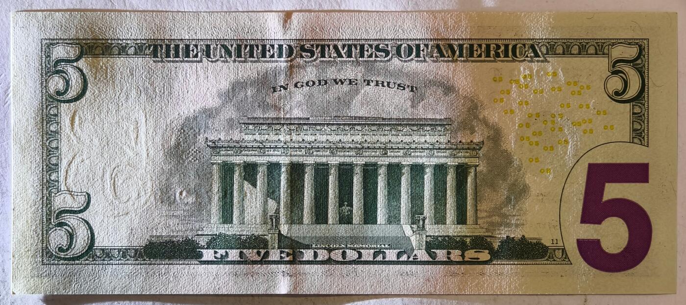 紫瑗钱币——第387期拍卖——纸币场 美国 2017年 L版 A序列 亚伯拉罕·林肯 5美元 彩色版 UNC