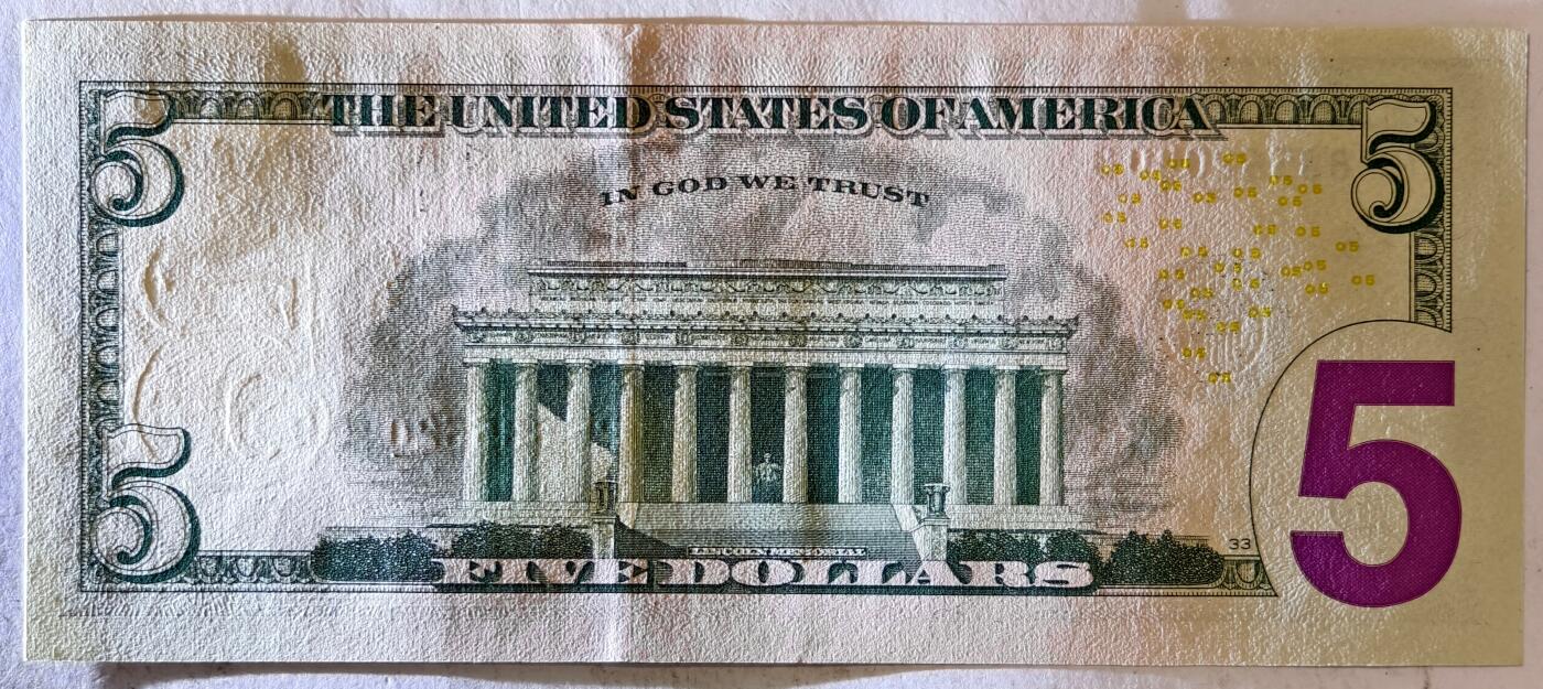 紫瑗钱币——第385期——纸币场 美国 2017年 F版 A序列 亚伯拉罕·林肯 5美元 彩色版 UNC