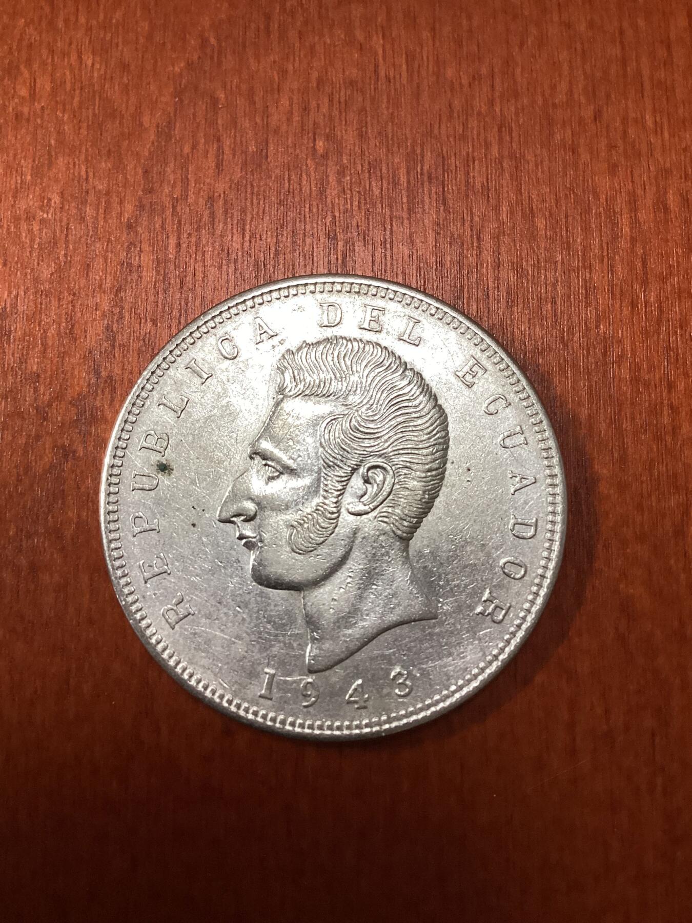 长老汇龙年精选第十场拍卖 1943厄瓜多尔5苏克雷银币，克朗型