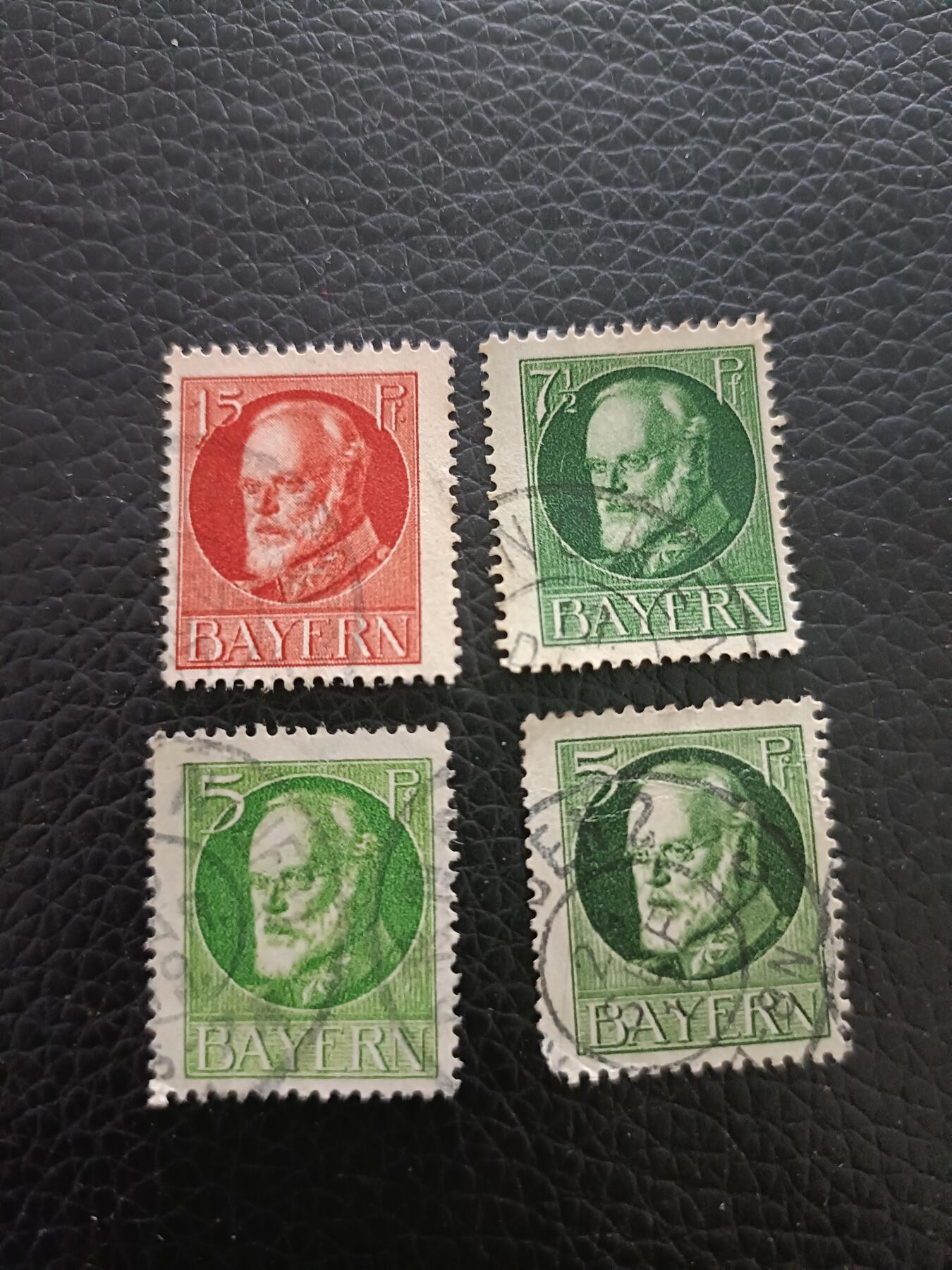 44外国邮票德国巴伐利亚1914-20年路德维希三世国王4枚销