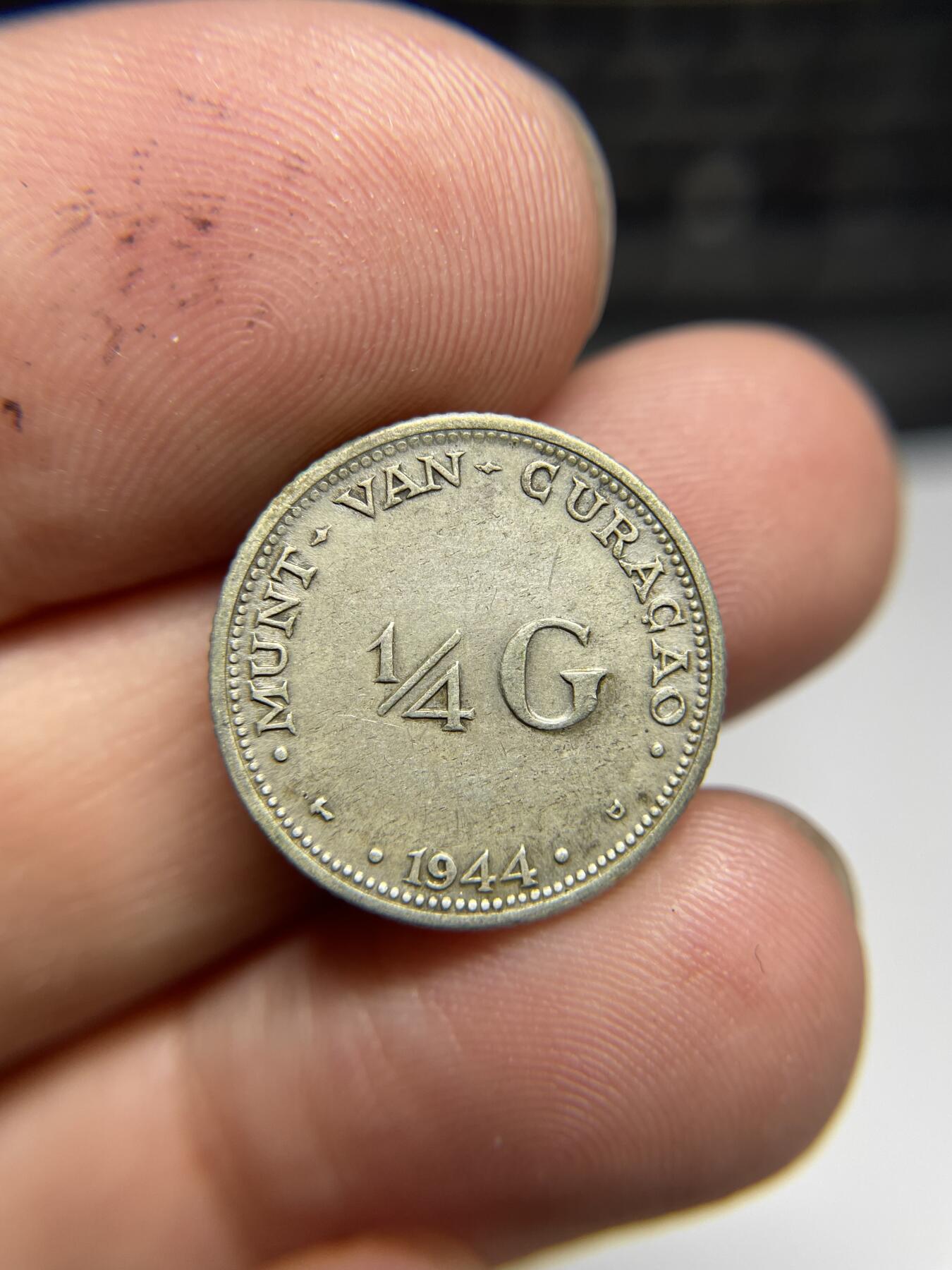 每日一拍，2024年集古藏今外币拍卖第十一期-第5场—（总第105拍），新一期拍卖开始了 1944年荷兰1/4Ｇ银币