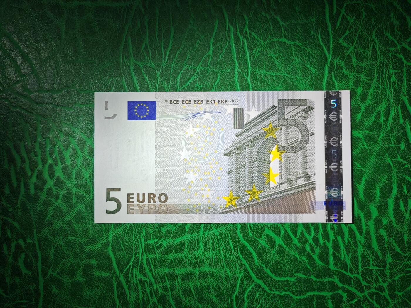 欧盟纸币Euro（稀有冠）2002版 一签 5欧 T冠 爱尔兰版 全新UNC