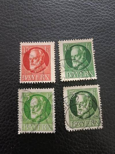 44外国邮票  德国巴伐利亚1914-20年路德维希三世国王4枚销 - 44外国邮票  德国巴伐利亚1914-20年路德维希三世国王4枚销