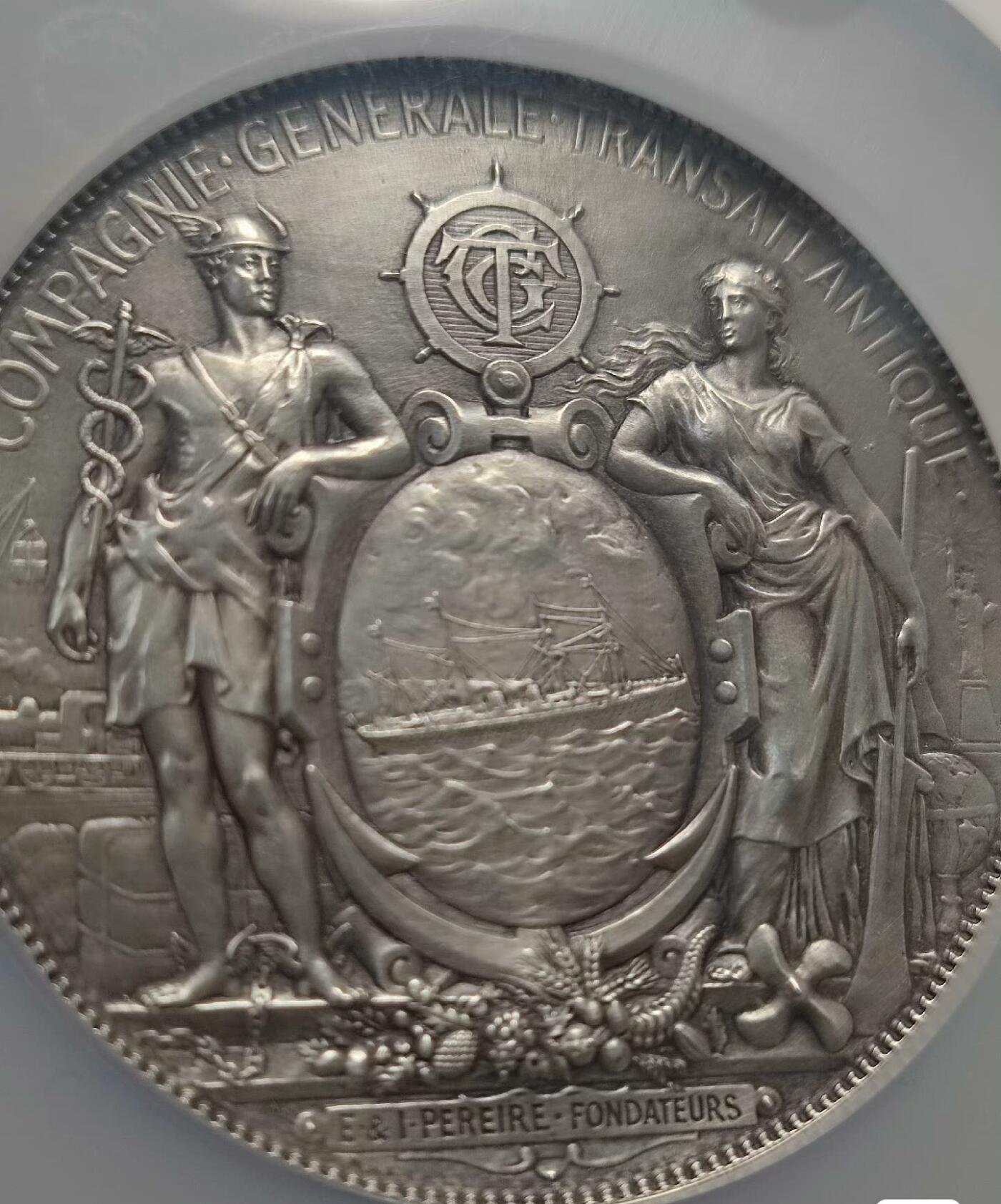 欧洲艺术麦朵尔 周五结拍 1938法国大西洋海运大银章68mm150克左右