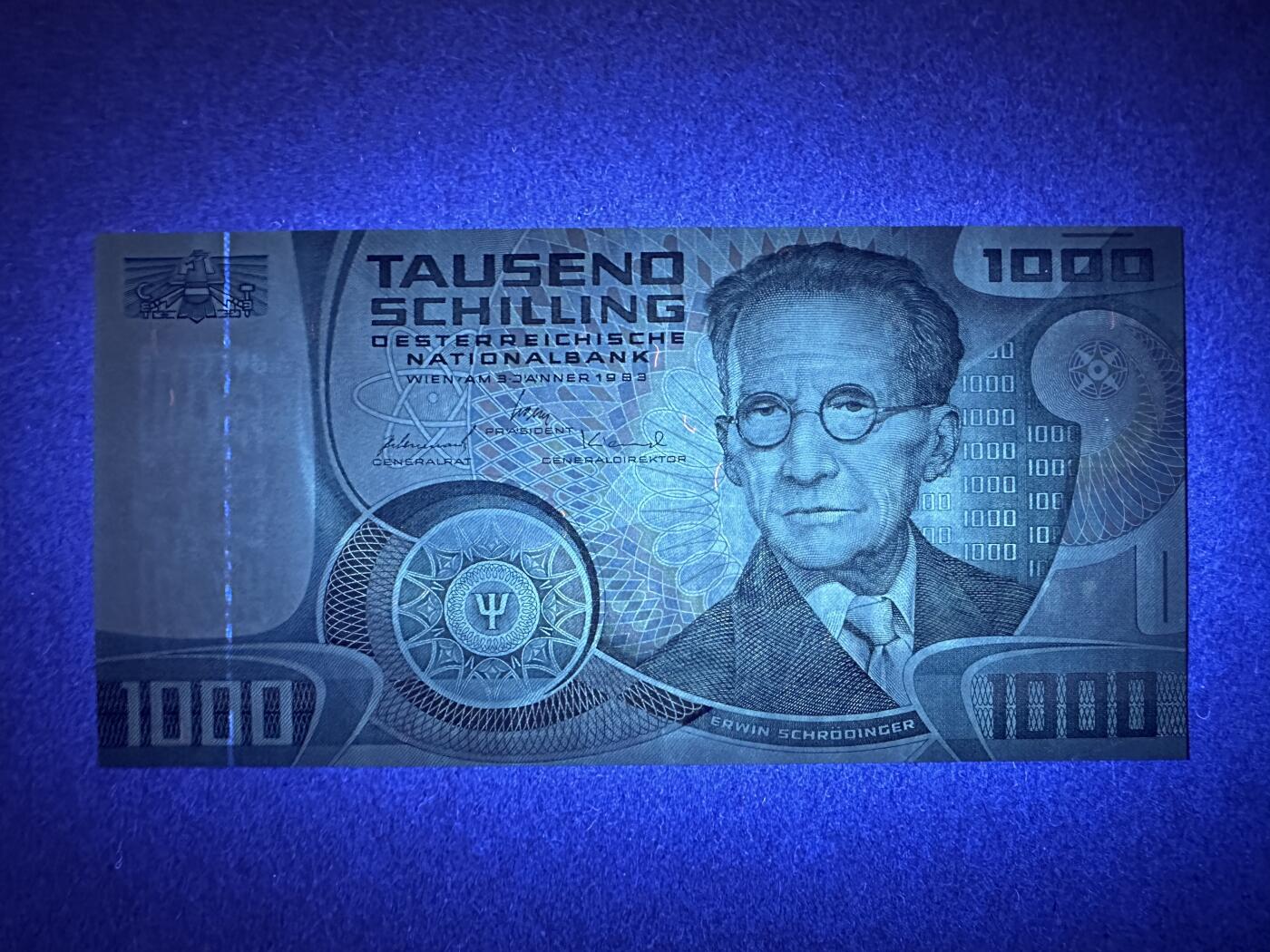 《张总收藏》159期-外币周日畅拍场 奥地利1000先令 UNC 1983年薛定谔 无47
