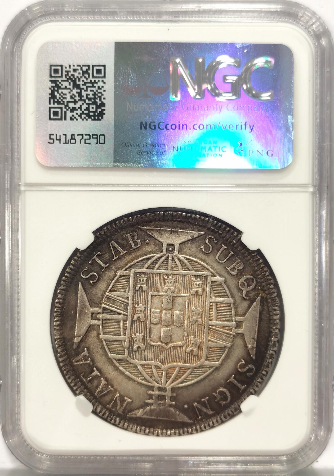 博洋堂世界钱币拍卖第084期（全场包邮） NGC AU55 葡属巴西1820年R版960R地球大银币，极美酱彩，难得一见的状态