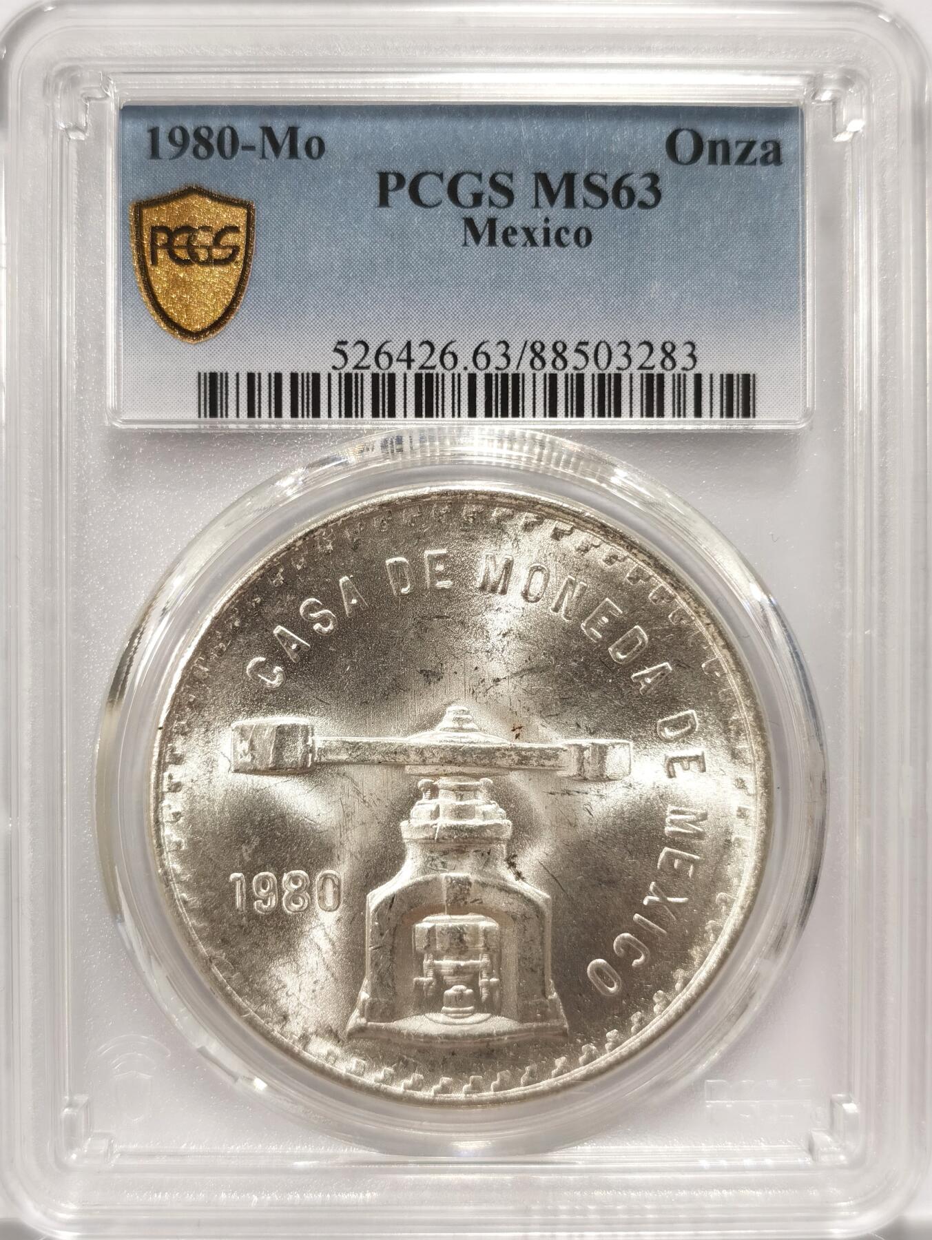 博洋堂世界钱币拍卖第084期（全场包邮） PCGS MS63 墨西哥1980年天平铸币机一盎司大银币1