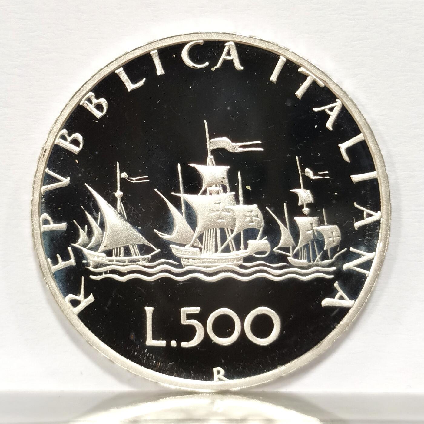 博洋堂世界钱币拍卖第084期（全场包邮） 意大利1985年帆船女神500里拉精制银币