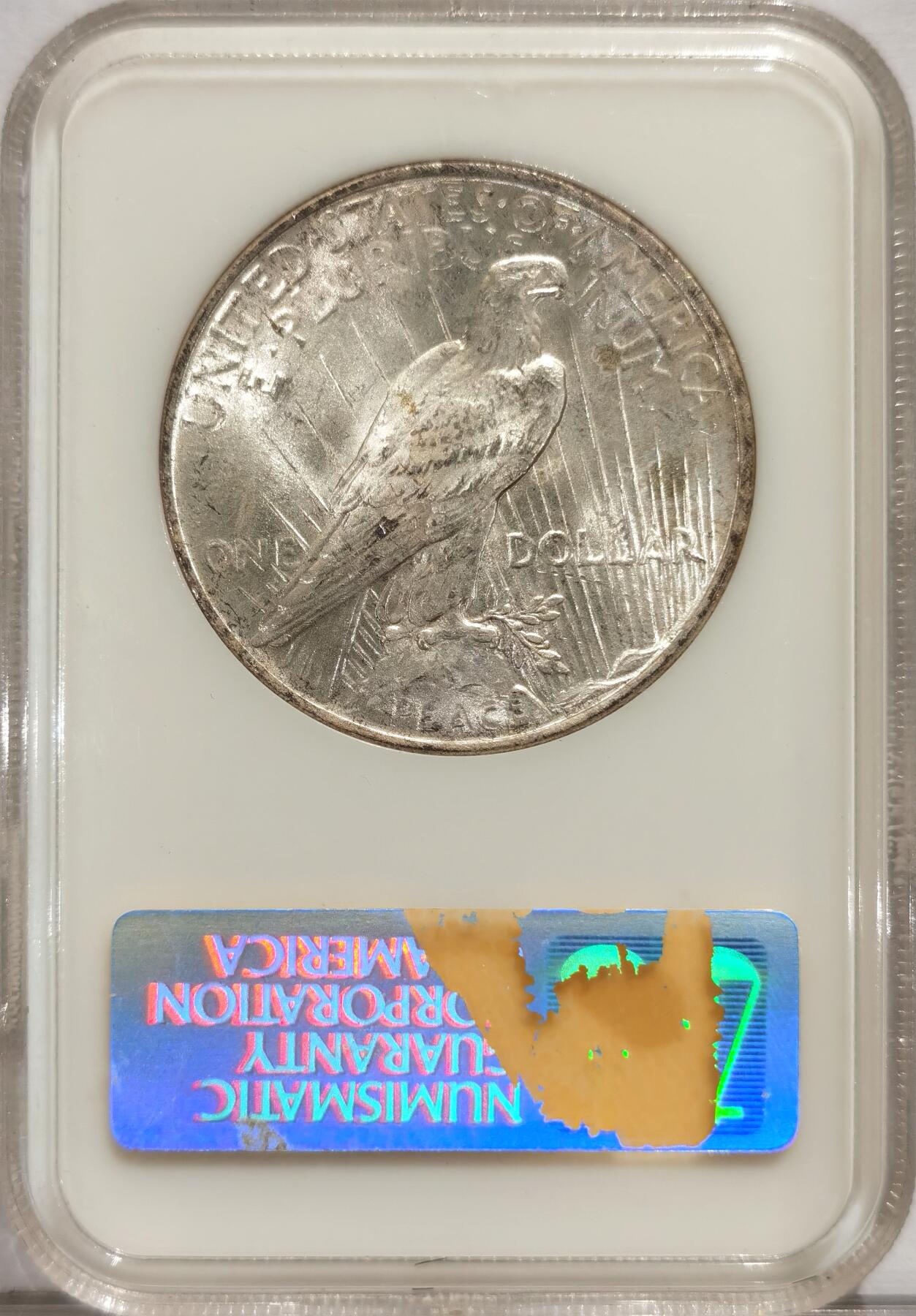 博洋堂世界钱币拍卖第084期（全场包邮） 1924年美国和平银元P版NGC-MS64，原汁原味老包浆，包浆醇厚，NGC经典老白盒严评无官网图，状态极佳，市场上比较少见的年份