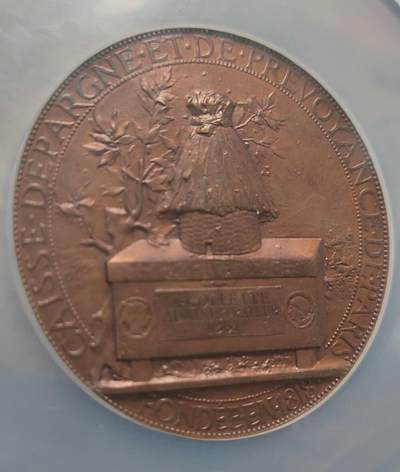 欧洲艺术麦朵尔 周五结拍 1861巴黎储蓄BANK大铜章MS64