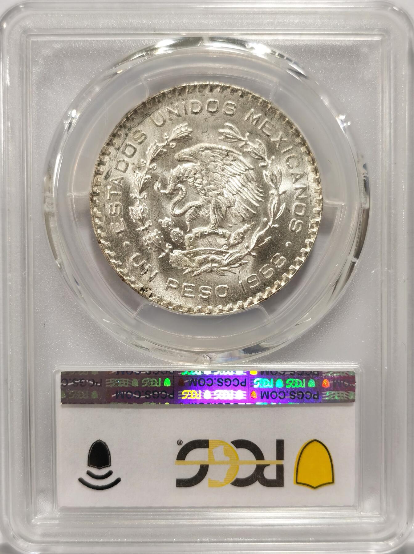博洋堂世界钱币拍卖第084期（全场包邮） PCGS MS65 墨西哥1966年1比索鹰洋银币