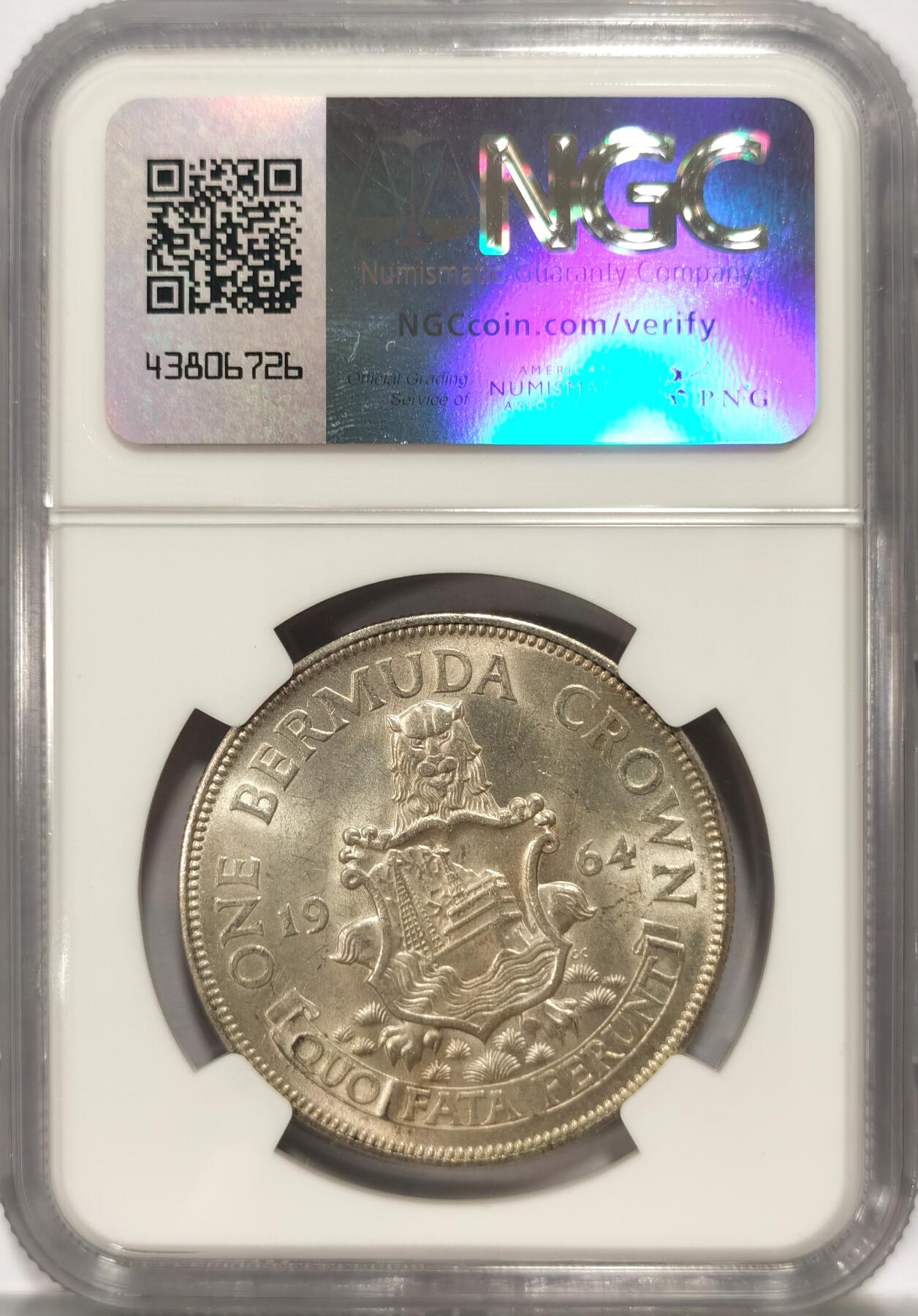 博洋堂世界钱币拍卖第084期（全场包邮） NGC MS65 英属百慕大1964年伊丽莎白二世1克朗银币