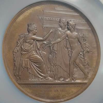 欧洲艺术麦朵尔 周五结拍 1825巴黎证券所成立纪念铜章MS64