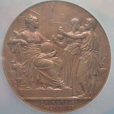 欧洲艺术麦朵尔 周五结拍 1861巴黎储蓄BANK大铜章MS64