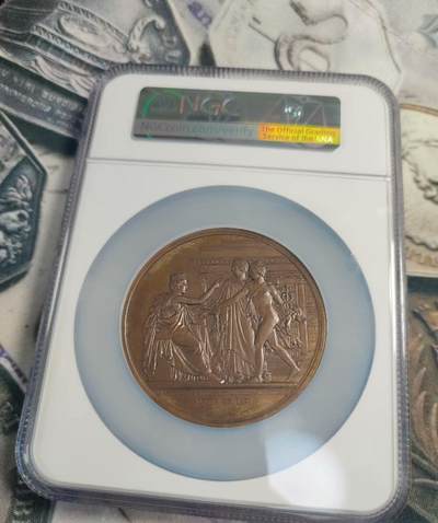欧洲艺术麦朵尔 周五结拍 1825巴黎证券所成立纪念铜章MS64