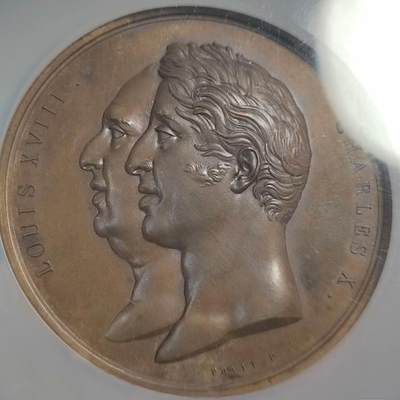 欧洲艺术麦朵尔 周五结拍 1825巴黎证券所成立纪念铜章MS64