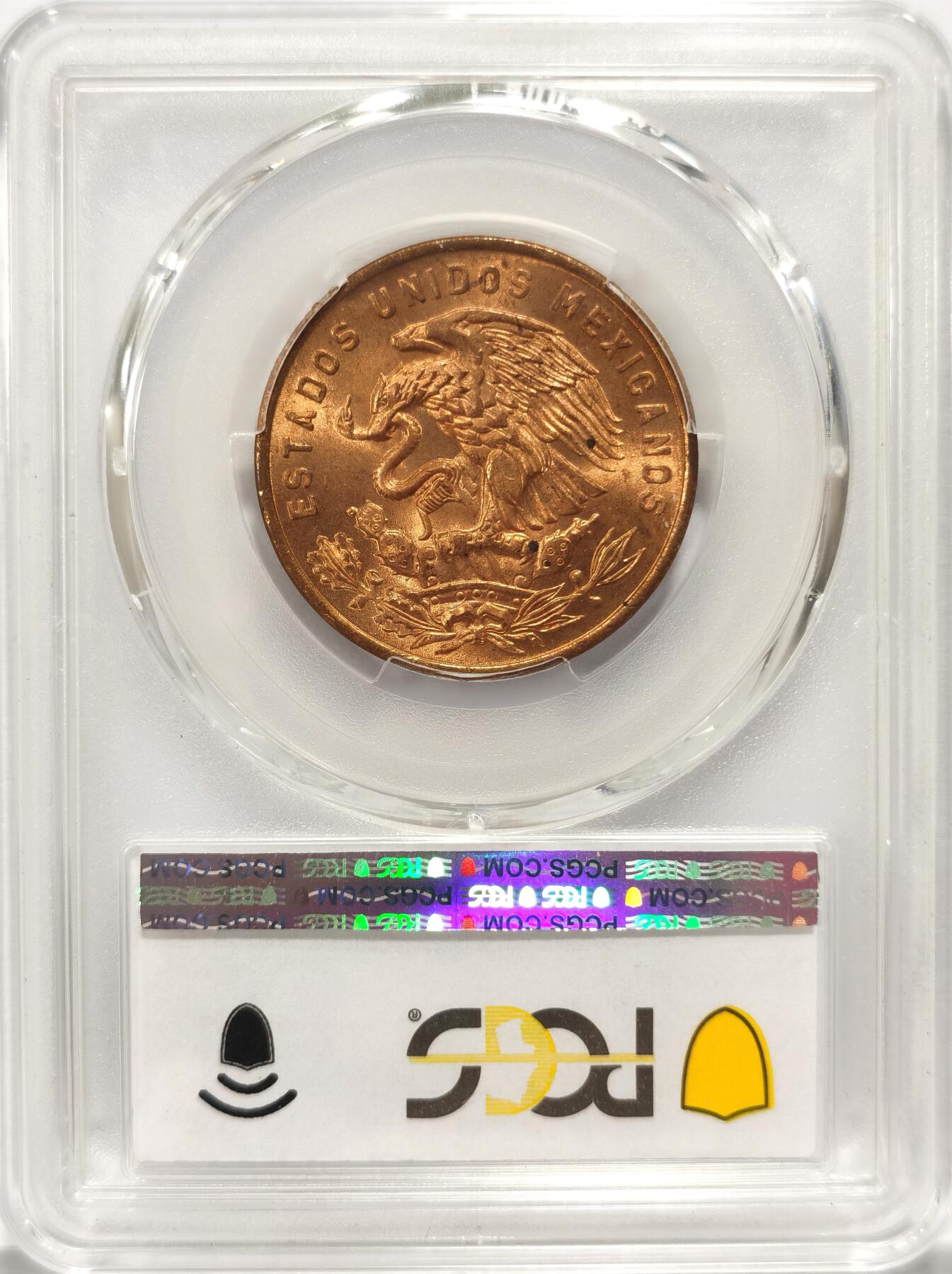 博洋堂世界钱币拍卖第084期（全场包邮） PCGS MS66RD 墨西哥1965年20分铜币，极品RD小鹰洋