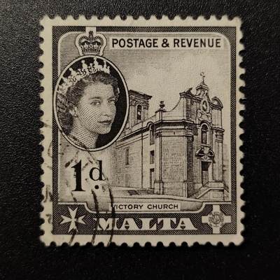 江湖杂货铺     【全场包邮】【第25期】不如相忘于江湖 - 英属马耳他， 1956年 旅游风光 建筑古迹 女王雕刻版