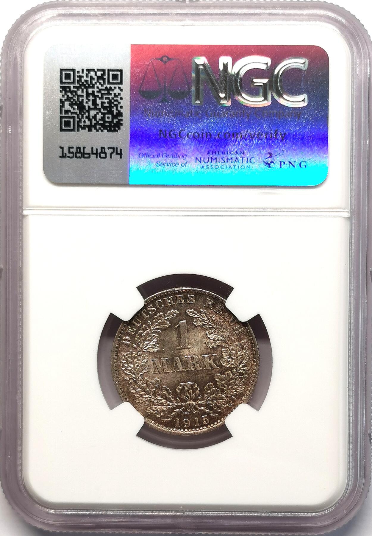 凡希社世界钱币微拍第二百七十七期 1915D德国银马克NGC-MS66