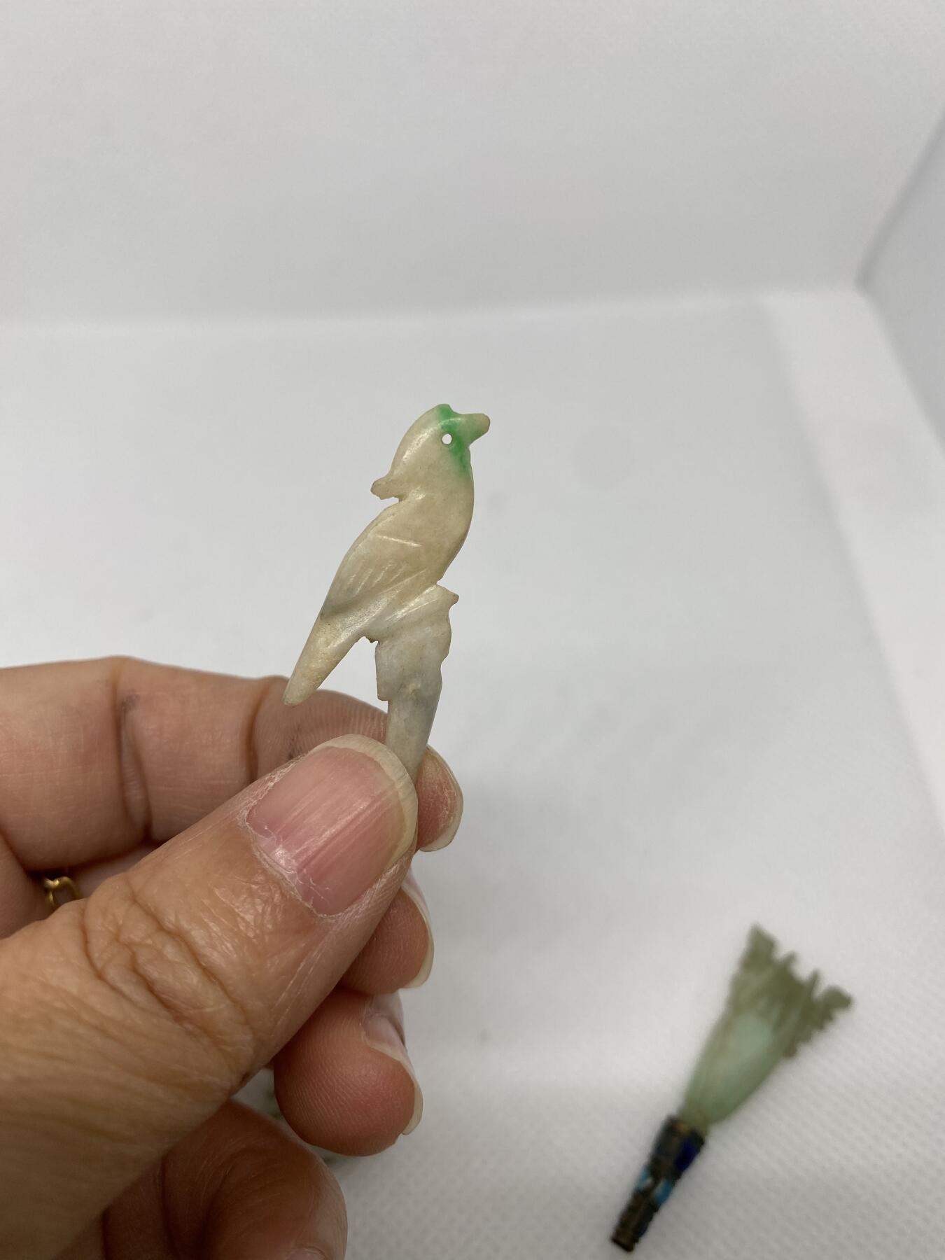 清代翡翠佛手花鸟簪子头7个，尺寸1.5-4.2厘米，品相如图，700包快递