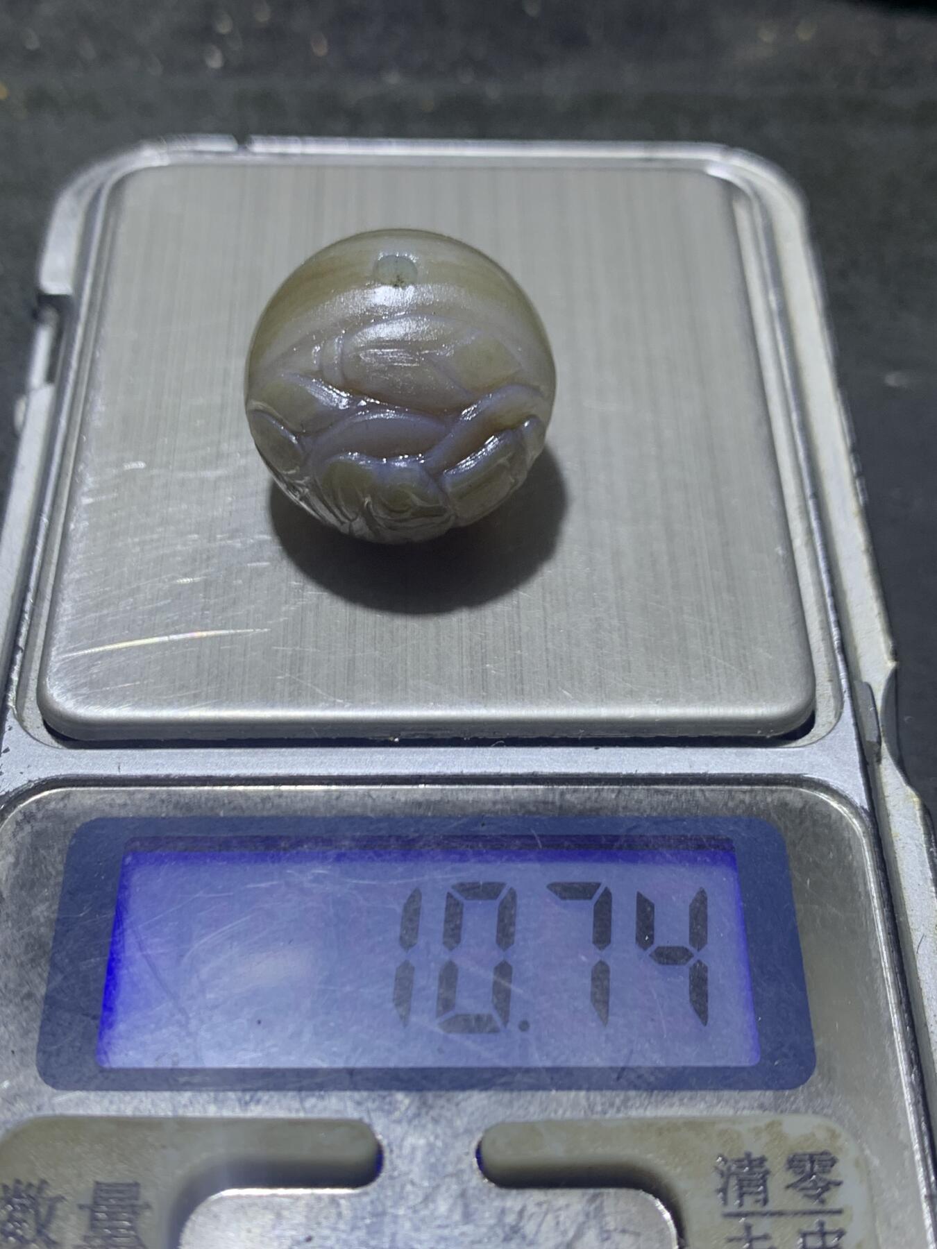 精美高玉化亚光海洋玉髓手工俏色巧雕花开见佛宝宝佛随形2.0圆珠一个