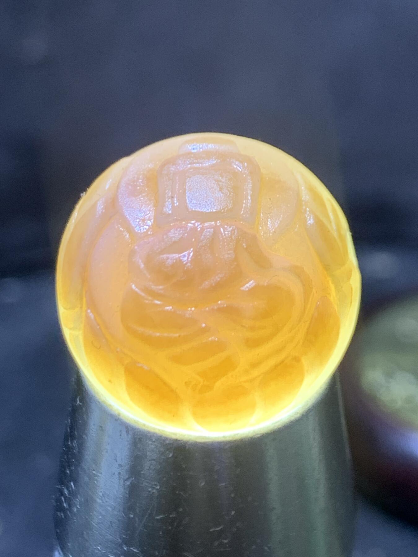 精美高玉化亚光海洋玉髓手工俏色巧雕花开见佛宝宝佛随形2.0圆珠一个