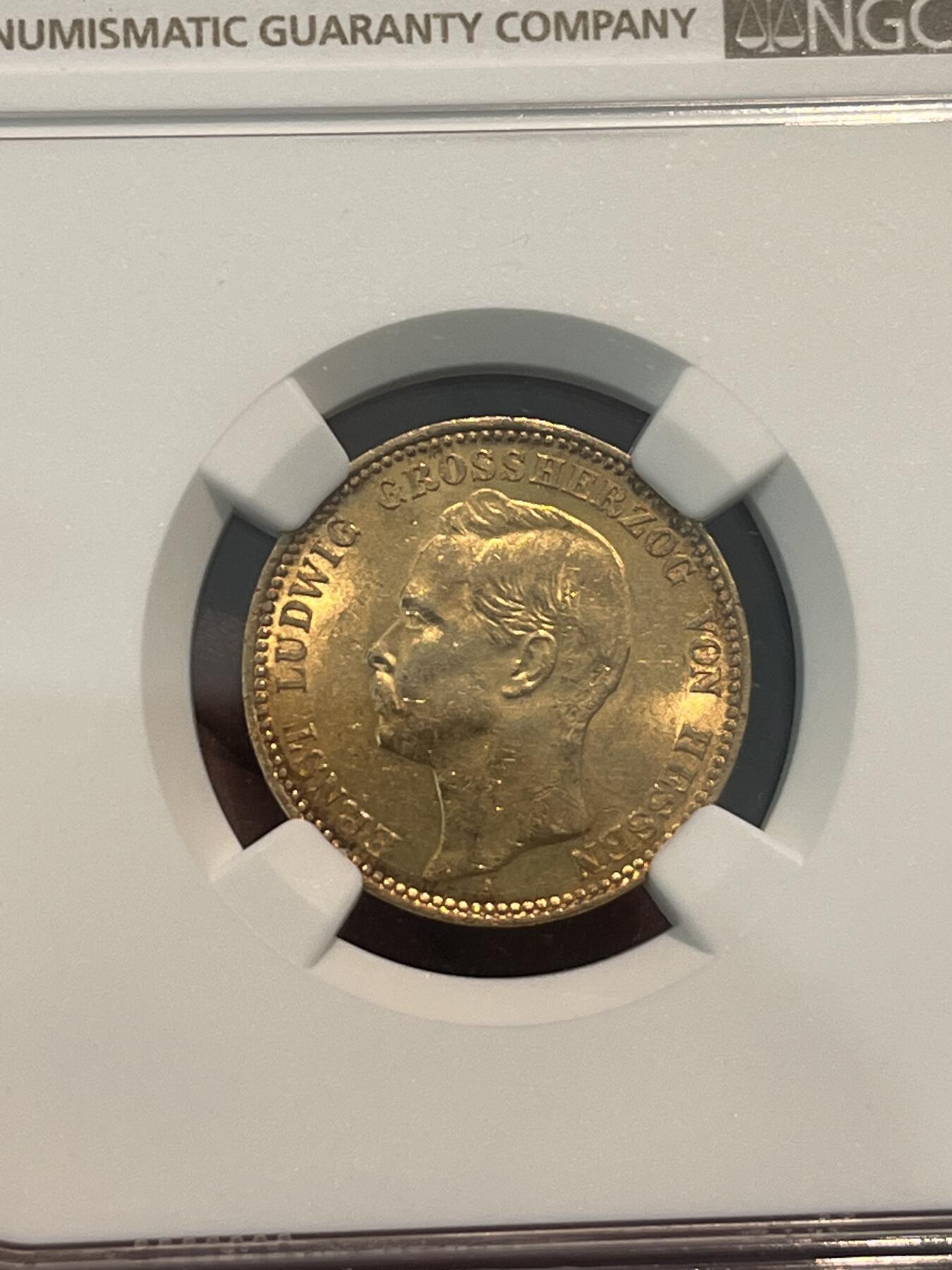NGC-MS63 1911黑森达姆斯塔特20马克金币季军