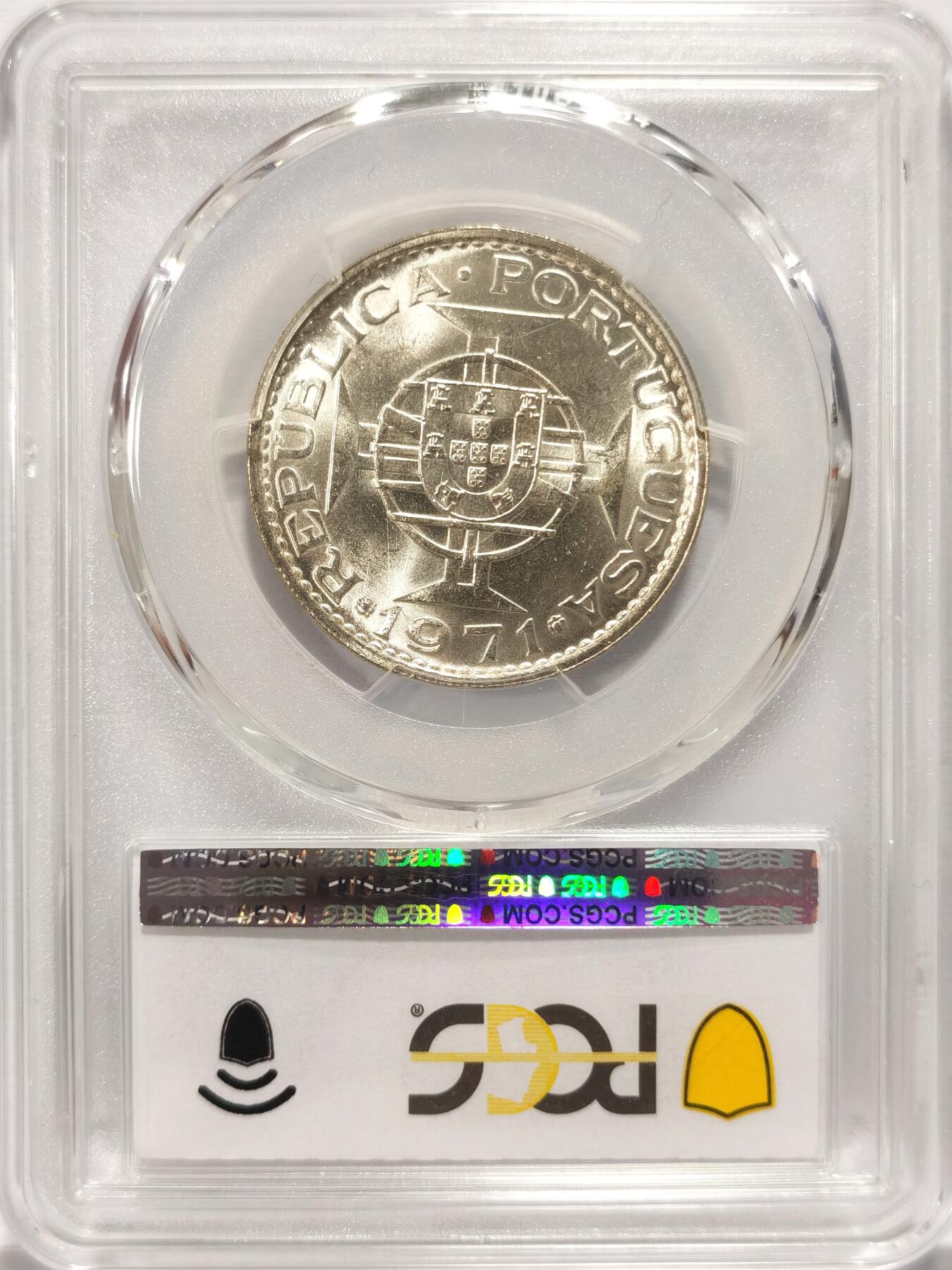 博洋堂世界钱币拍卖第084期（全场包邮） 冠军分 PCGS MS66 葡属澳门1971年伍圆银币，66以下烂大街了，66冠军分值得收藏