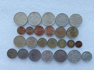 第一海外回流一元起拍收藏 散币专场 第102期 - 土耳其硬币25枚 无重复