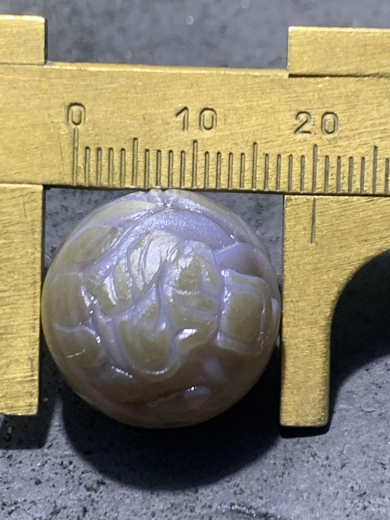 精美高玉化亚光海洋玉髓手工俏色巧雕花开见佛宝宝佛随形2.0圆珠一个