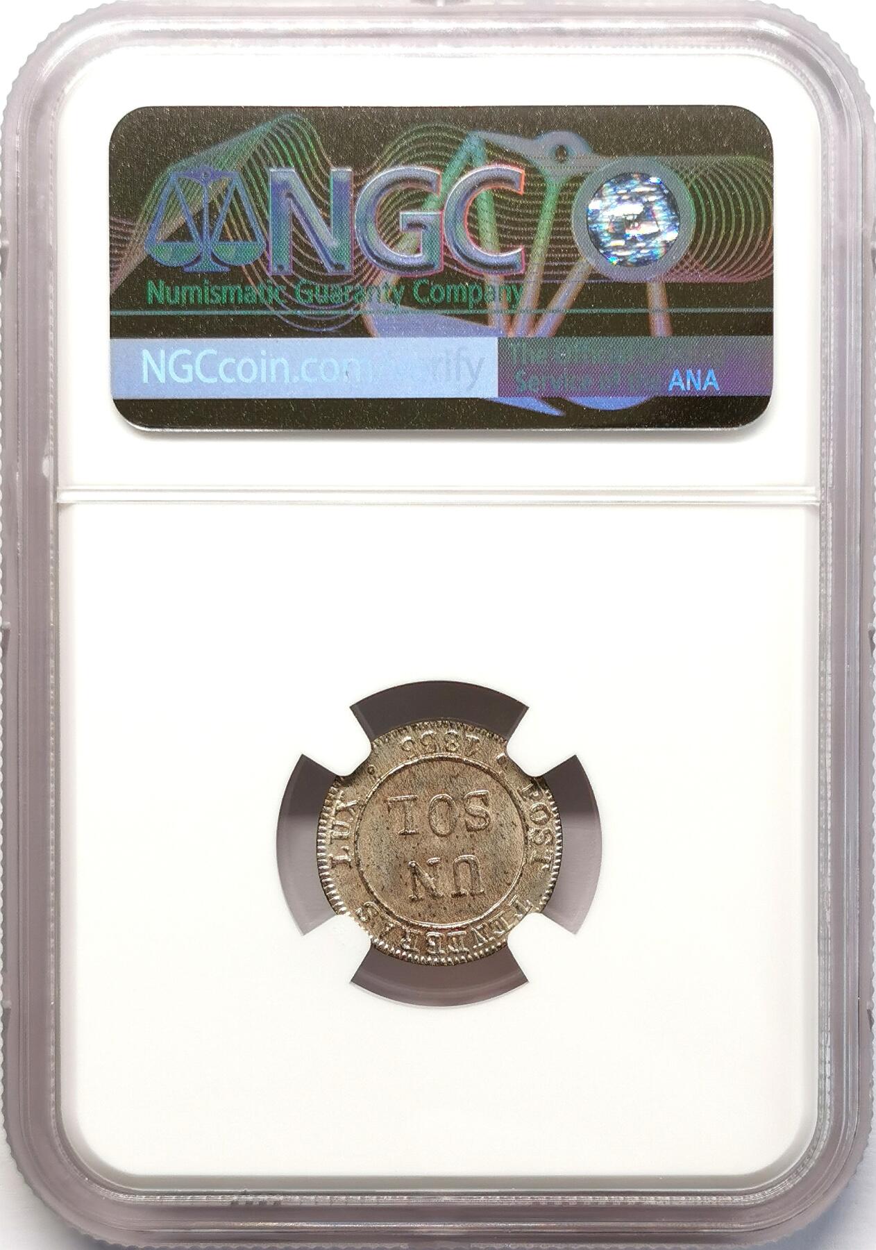 凡希社世界钱币微拍第二百七十七期 1833瑞士日内瓦SOL银辅币NGC-MS64