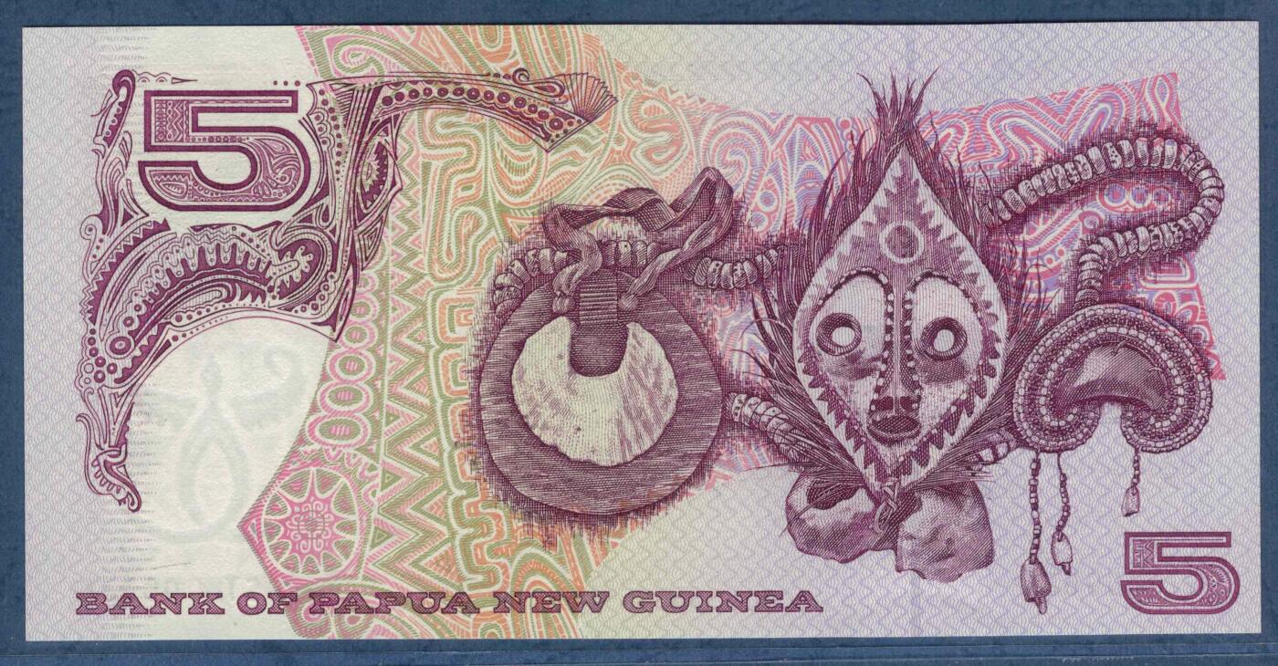 巴布亚新几内亚1993年5基纳 无47 签名4 P-14a 实物图 UNC