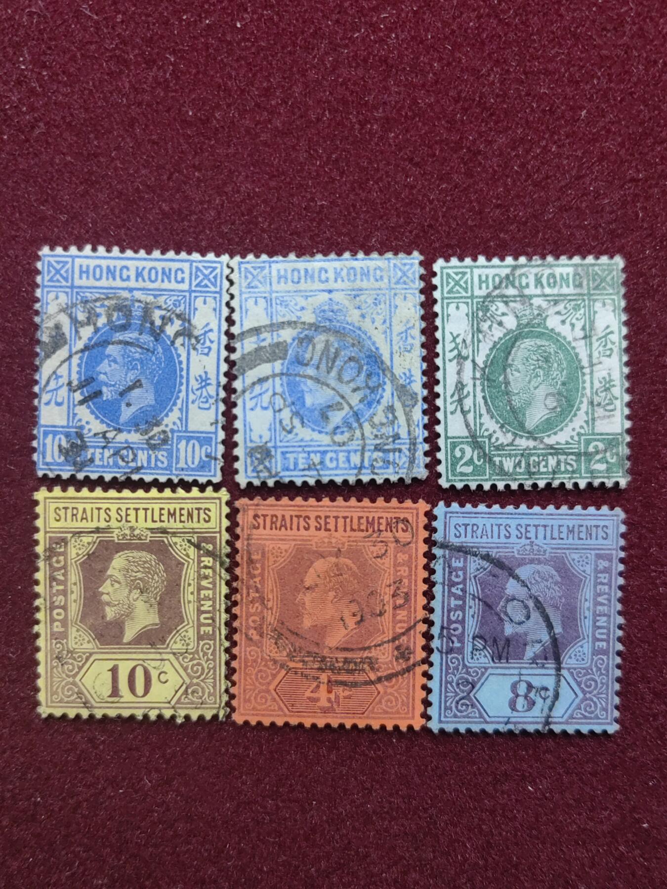 联合阁邮币社™ ——“多国邮票”0佣金 乔治五世头像古典票 香港+海峡殖民地马来亚