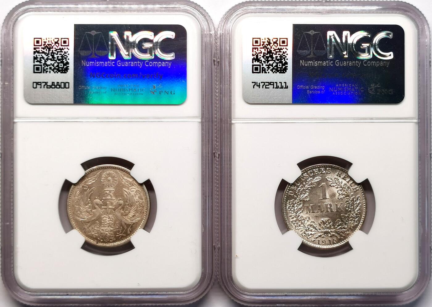 凡希社世界钱币微拍第二百七十七期 日本德国银币一对NGC