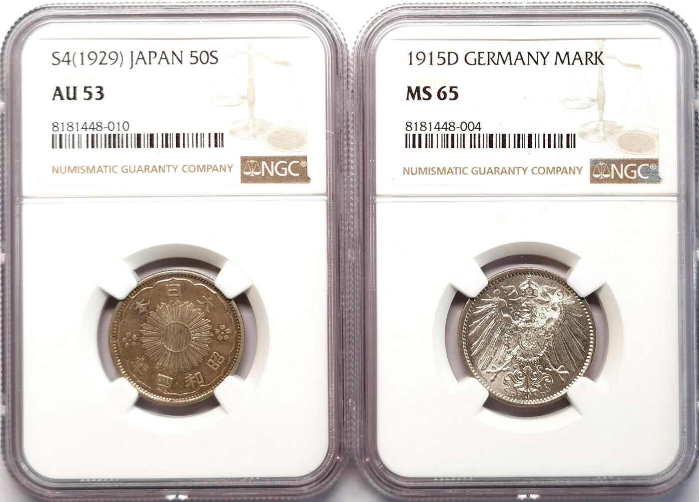 凡希社世界钱币微拍第二百七十七期 日本德国银币一对NGC
