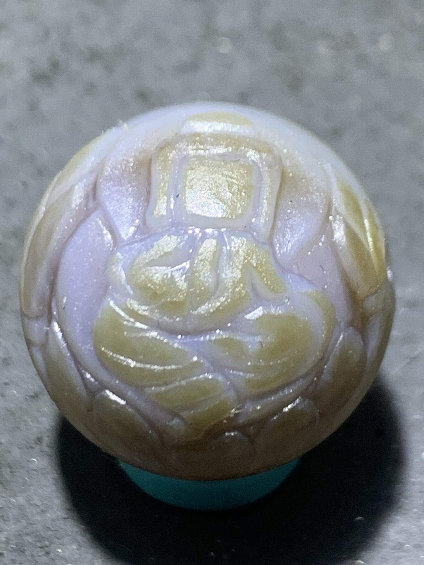 精美高玉化亚光海洋玉髓手工俏色巧雕花开见佛宝宝佛随形2.0圆珠一个