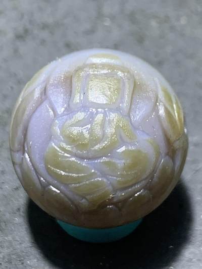 精美高玉化亚光海洋玉髓手工俏色巧雕花开见佛宝宝佛随形2.0圆珠一个 - 精美高玉化亚光海洋玉髓手工俏色巧雕花开见佛宝宝佛随形2.0圆珠一个