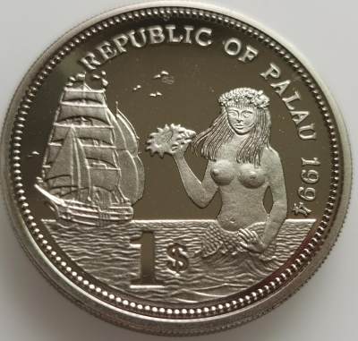 各种欧洲散币20240726场次（中拍皆有赠品），每周两拍，可寄存，周日统一发货 - 海洋生物保护系列 帕劳 1994 1元 小丑鱼 彩色 纪念币 37mm