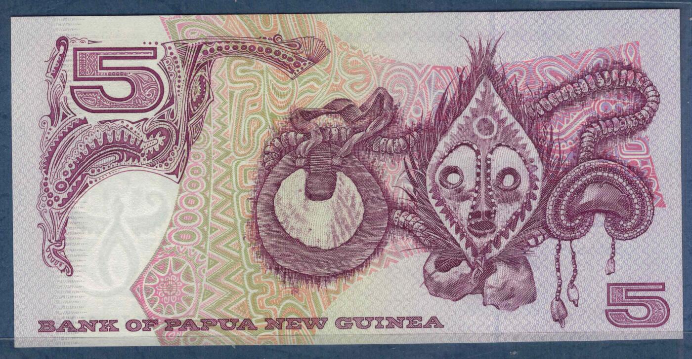 巴布亚新几内亚1993年5基纳 签名4 P-14a 实物图 UNC