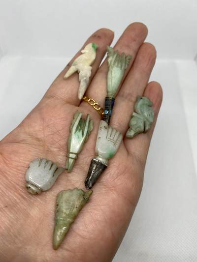 清代翡翠佛手花鸟簪子头7个，尺寸1.5-4.2厘米，品相如图，700包快递 - 清代翡翠佛手花鸟簪子头7个，尺寸1.5-4.2厘米，品相如图，700包快递