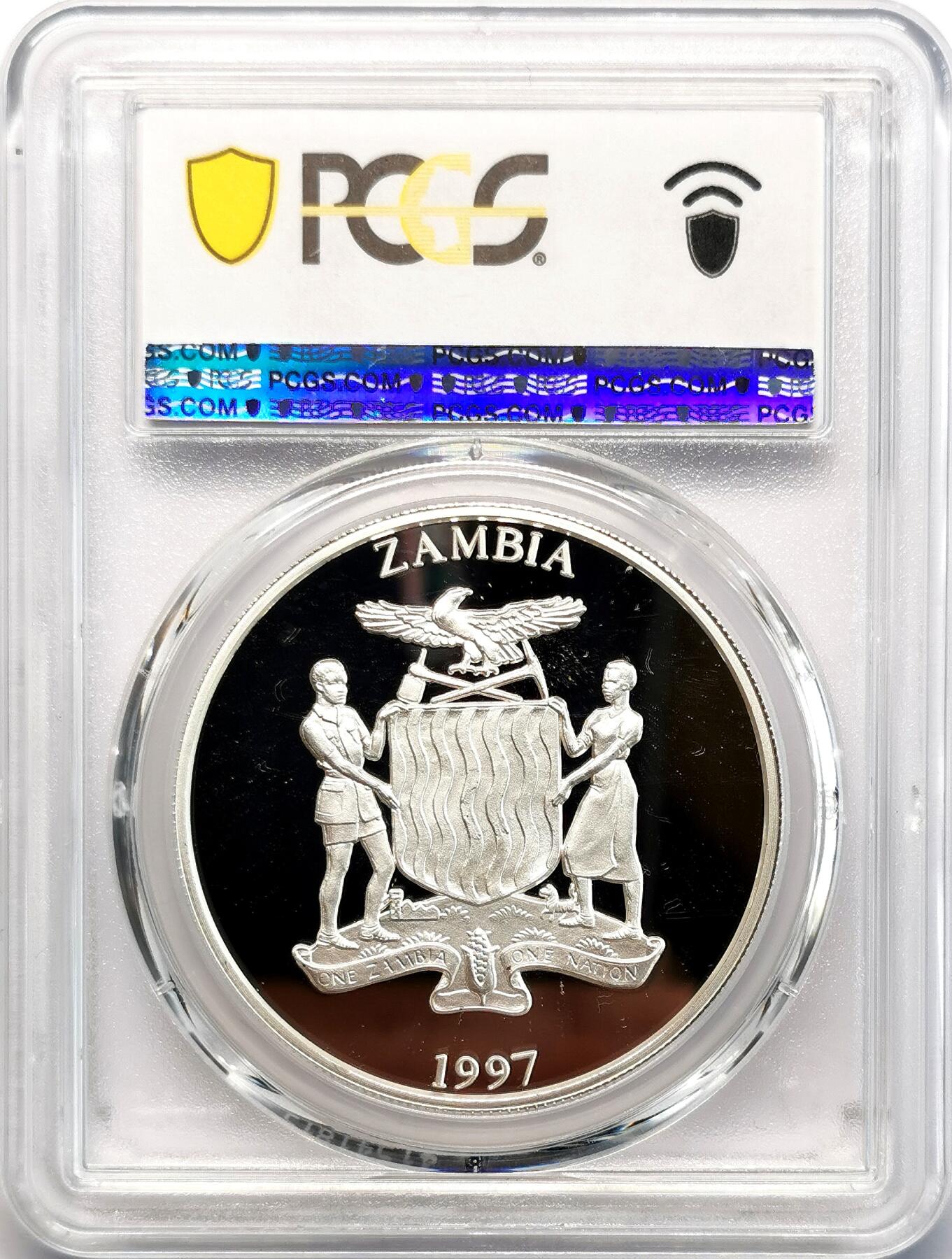 凡希社世界钱币微拍第二百七十七期 1997赞比亚联合国儿童基金会10K大银精铸PCGS-PF69DCAM