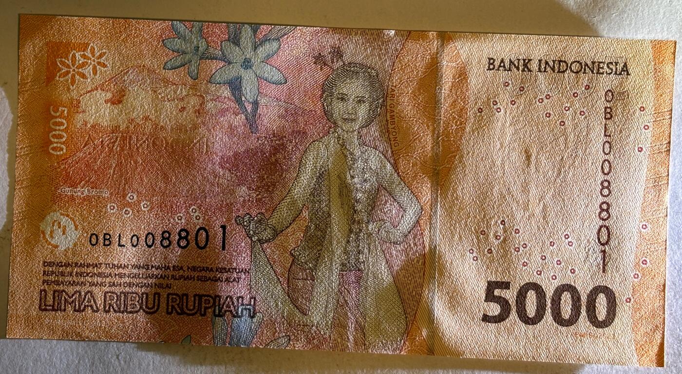 紫瑗钱币——第385期——纸币场 【倒置号】印度尼西亚 2022年 伊达姆·哈立德 5000卢比 UNC