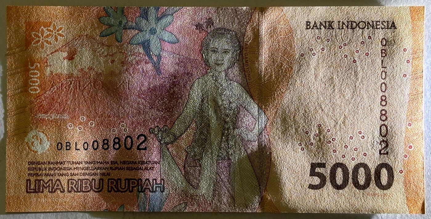 紫瑗钱币——第385期——纸币场 印度尼西亚 2022年 伊达姆·哈立德 5000卢比 UNC