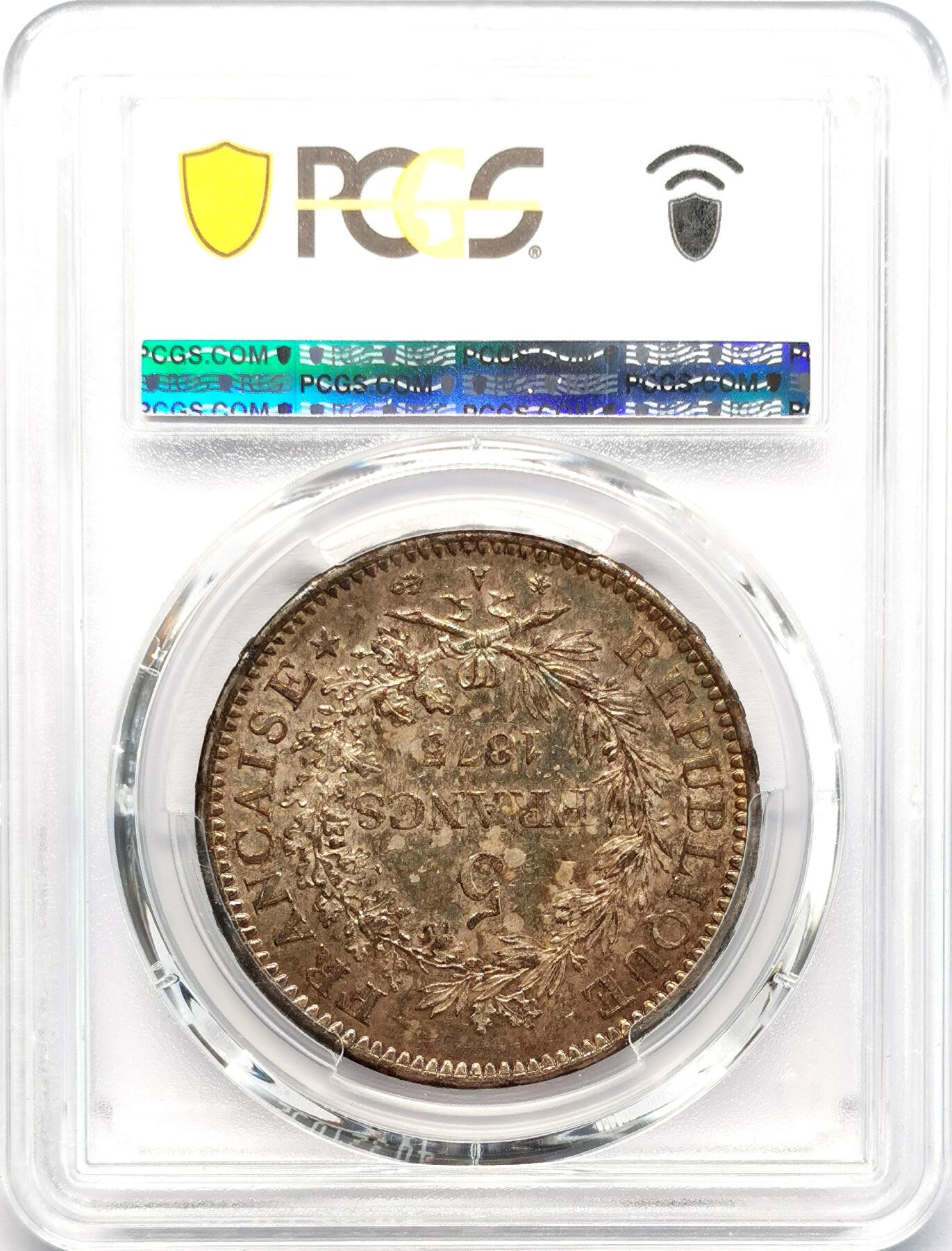 凡希社世界钱币微拍第二百七十七期 1873A法国大力神5法郎PCGS-MS62
