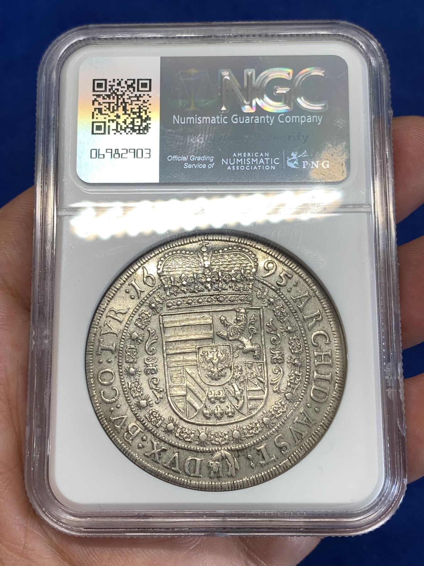 《竞宝斋》第289场- 周日，周一，周二 3场连拍 （全场包邮） NGC AUD 神圣罗马帝国1695年奥地利哈布斯堡王朝利奥波德猪嘴老泰勒银币