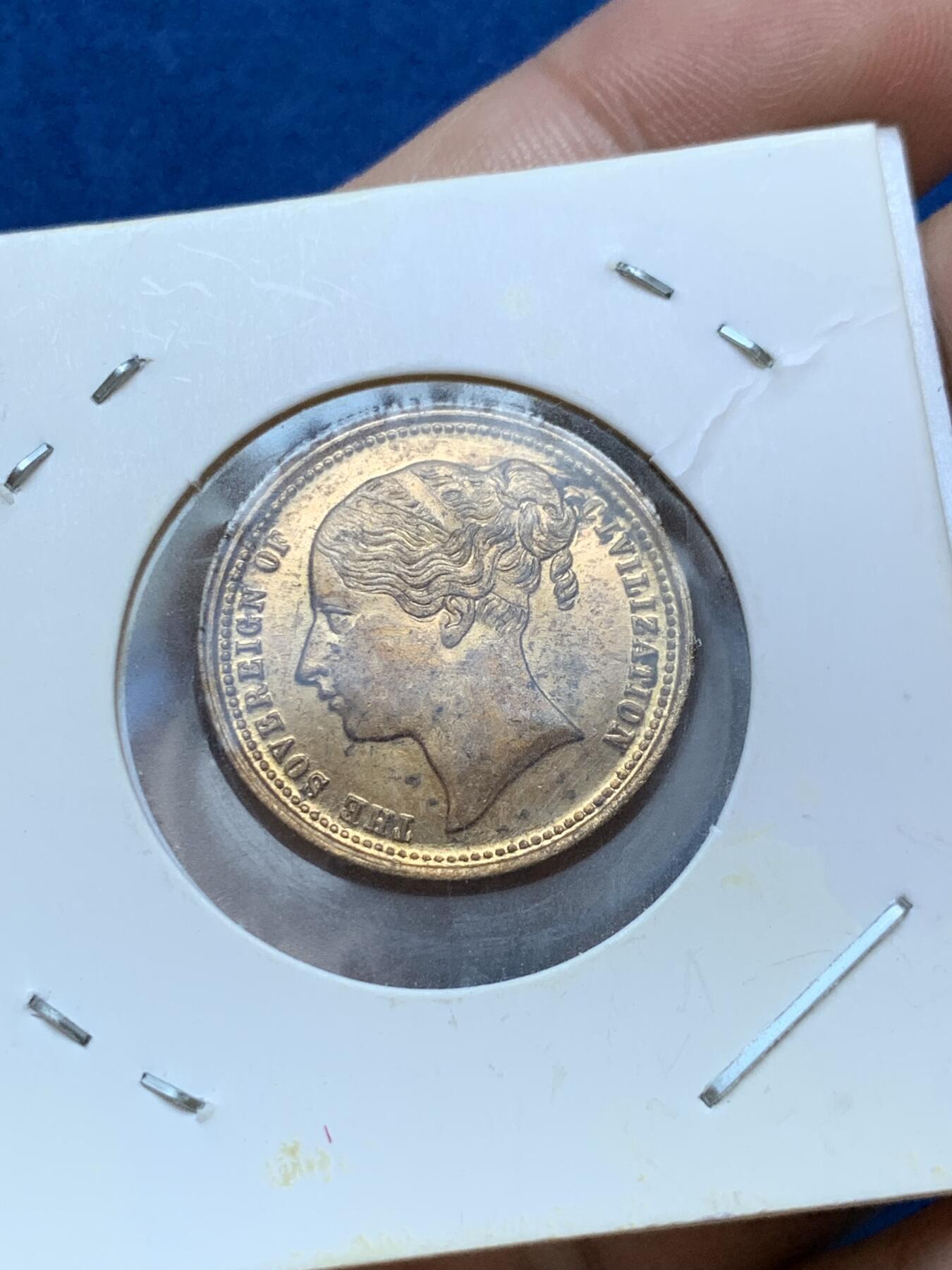 《竞宝斋》第289场- 周日，周一，周二 3场连拍 （全场包邮） 两枚一组 英国小维DuBo代币 少见UNC品相镀金完好