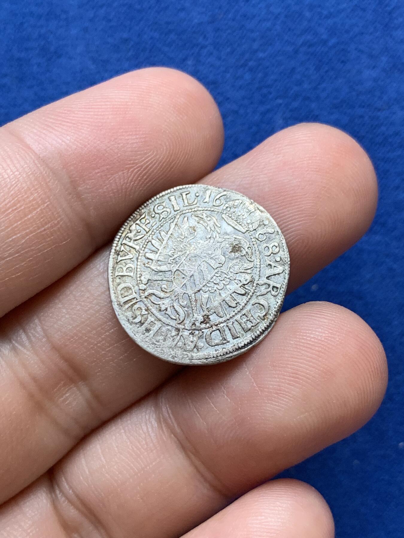 《竞宝斋》第289场- 周日，周一，周二 3场连拍 （全场包邮） 1668年神圣罗马帝国利奥波德一世 3克鲁泽银币 三百多年前的历史见证