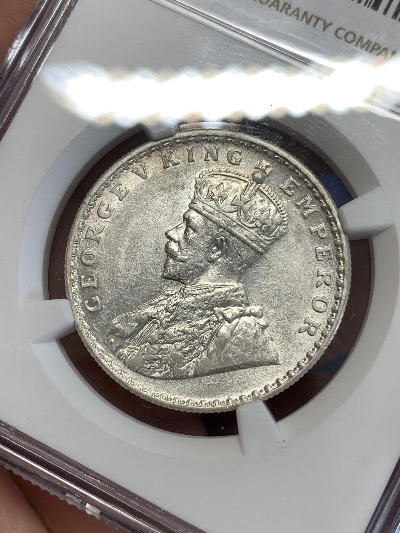 《竞宝斋》第289场- 周日，周一，周二 3场连拍 （全场包邮） NGC AU55 英属印度1912年C版乔治五世1卢比银币