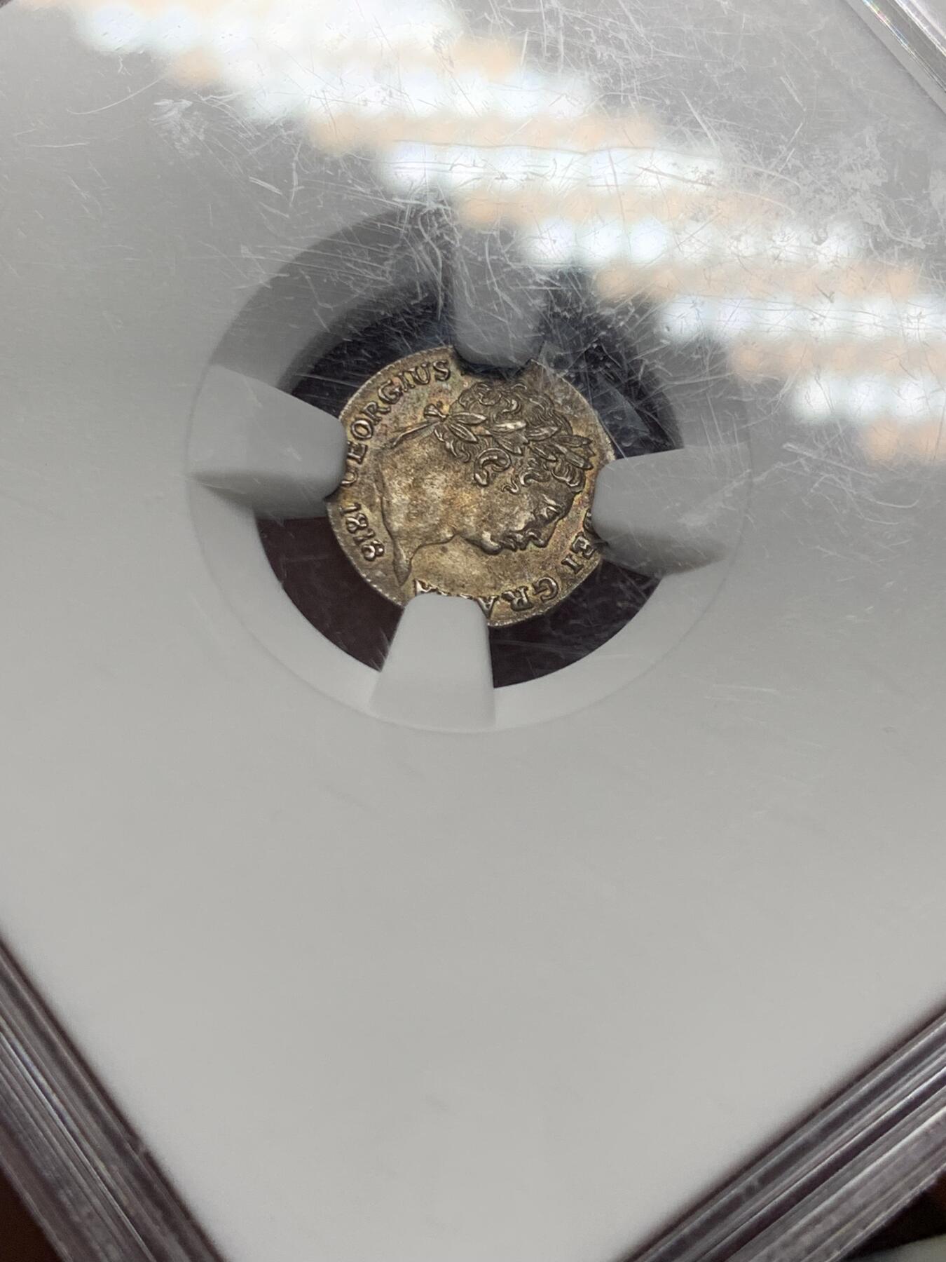 《竞宝斋》第289场- 周日，周一，周二 3场连拍 （全场包邮） NGC MS62 英国1818年一便士乔治三世灌足银币 少见品种 包浆很漂亮