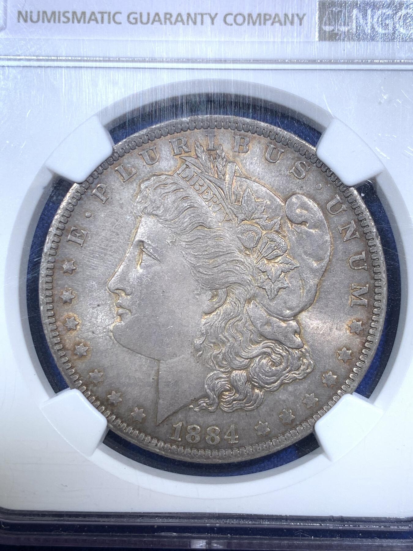 《竞宝斋》第289场- 周日，周一，周二 3场连拍 （全场包邮） NGC MS63 美国1884年O版摩根女神一美元